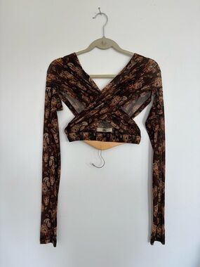 KNWLS - Brown Paisley Wrap Crop Top - Women